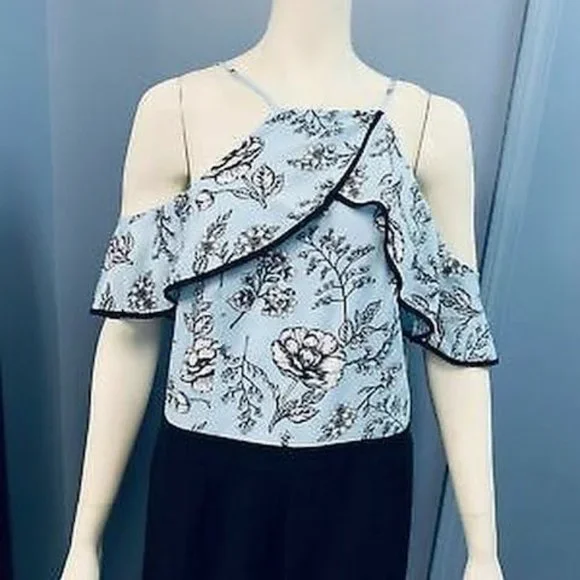 XOXO Pants Jumpsuits Xoxo Womens Blueblack Halter Floral